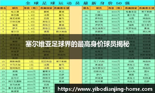 塞尔维亚足球界的最高身价球员揭秘